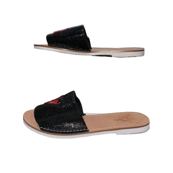 Kate Spade - Ixtapa Chili Pepper Slides, black w/embroidered chili peppers, 7.5 - Picture 7 of 10